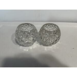 Vintage Crystal Votive Candle Holder Diamond Pattern Cut Glass Ball